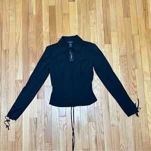 Express Black Lace-Up Sleeve Blouse